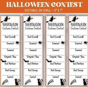 Bestes Kostüm Preis, Halloween-Kostüm-Party-Spiel, Wettbewerb Voting Card, Kürbis-Kontest, Wahlzettel, Bestes Kostüm Preis, Kostüm Voting Card