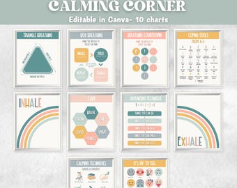Calm Corner classroom Poster, Calming Corner Signs, Feelings Chart, School Counselor, Calm Corner Print, Counselor Office, Social Worker