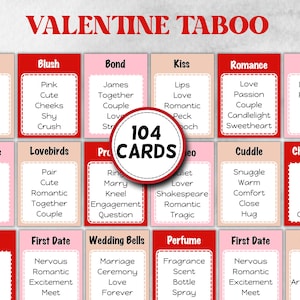 Printable Valentine’s Day Taboo games & activities for couples, families, friends, and coworkers. Fun icebreakers, Taboo date night cards