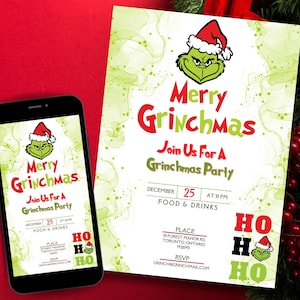 Digital Funny Grinchmas Invitation I Christmas Invite | Grinchmas Party | Editable Christmas Party Invitation | Grinch Party Invitation I