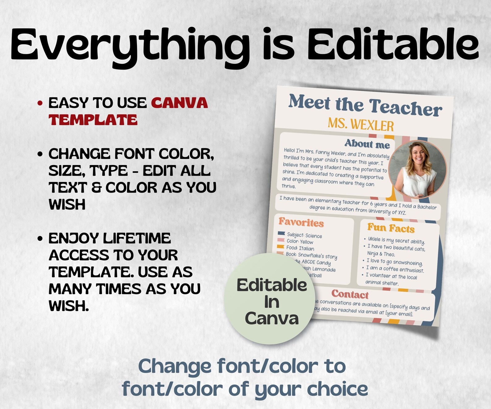 Editable Meet the Teacher Template, Teacher Introduction, Back to ...
