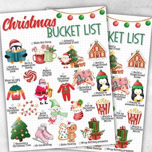 Lista de actividades navideñas imprimible, lista de verificación de actividades navideñas, ideas divertidas para la familia, tradiciones familiares, lista de actividades navideñas para niños, lista de verificación