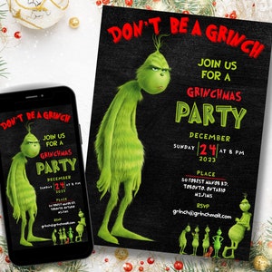 Grinch Invitation | Merry Grinchmas Invitation | Grinchmas Party Invitation |  Editable Invitation I Grinchmas Party | Christmas Eve Party