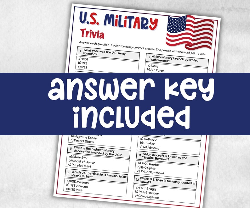 US Military Trivia, Drinking game, American Classroom Activity ...