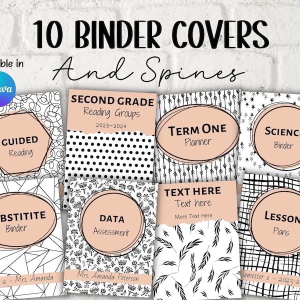 Editable Binder Covers and Spines I Printable Binder Cover I Homeschool Binder I Teacher resources I Sub Binder I Editable College Binder