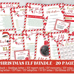 Pacote de chegada de elfos de Natal, Carta de chegada de elfos, Kit de elfos para impressão, Avisos de elfos Notas de elfos, Calendário de elfos, Regra de elfos, Certificado de adoção de elfos