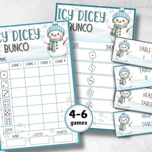 Winter Bunco Night, afdrukbaar Winter Bunco-scoreblad, Winter Bunco-tafelkaarten, Bunco-spel, notitieblad, bunco-scorekaarten, december Bunco