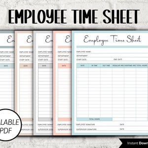 Employee Timesheet Editable I Editable  Timesheet I  Time Card I Time Tracker I  Work Log I Timekeeping Sheet  I Editable  time card