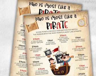 Chi è più simile a un pirata, Festa dei pirati per bambini, Bomboniere per feste dei pirati, Idee per giochi sui pirati, Parla come un pirata, come un pirata, attività da pirata