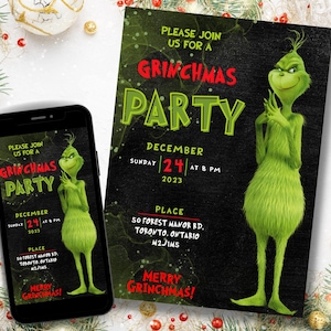 Christmas Invite | Grinchmas Party | Editable Christmas Party Invitation | Grinch Party Invitation I  Digital Funny Grinchmas Invitation