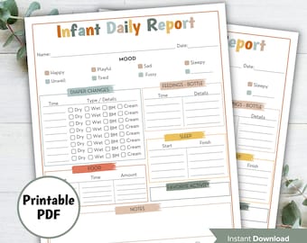 Registro diario del bebé I Registro diario del bebé I Registro de la niñera I Informe diario de la guardería I Registro de la niñera I Informe de la niñera I Informe del cuidado de los niños I Cuidado del bebé