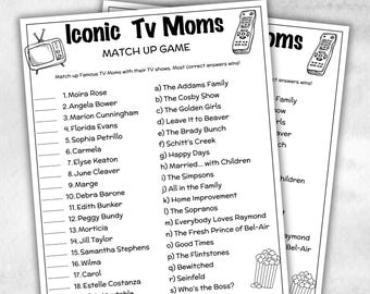 Iconic TV Moms trivia party Game, Mommy Trivia Quiz, TV Sitcoms, Senior Game night, family activity, Famous TV Dads, Mothers Day celebrate