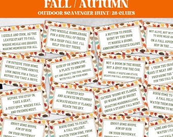 Outdoor Scavenger Hunt Clues for Kids, Outdoor Thanksgiving Scavenger Hunt, Fun Family Activity, Fall Treasure Hunt, Printable Game for Kids