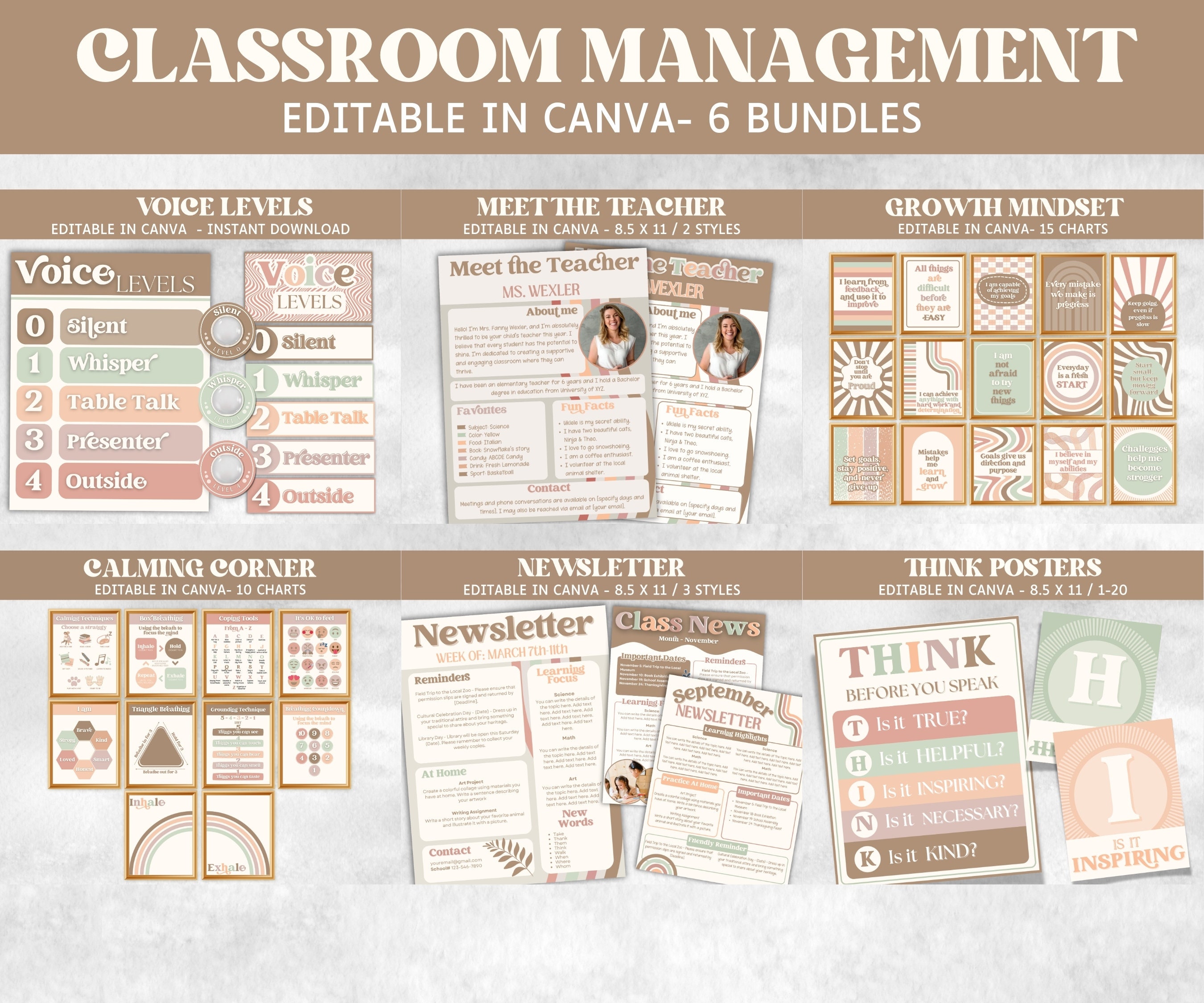 Neutral Classroom Decor, Boho Theme, Bulletin Board, Homeschool Decor ...
