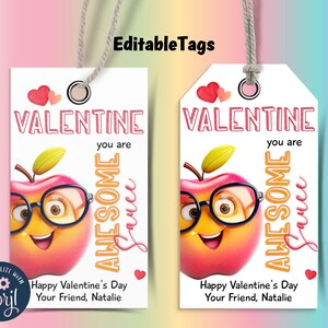 Bambini San Valentino / San Valentino con salsa di mele / Adesivi per San Valentino con salsa di mele / Stampabile San Valentino con compressione principale / Tag di San Valentino I Sei fantastico