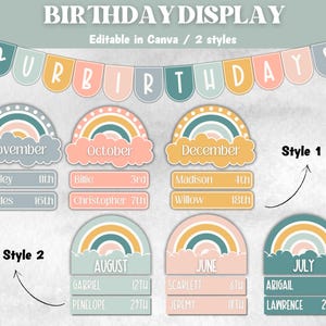 Geburtstagskarte für das Klassenzimmer, neutrales Klassenzimmerdekor, Geburtstagskarte, Geburtstagstafel für das Klassenzimmer, druckbare Geburtstagstafel für Studenten