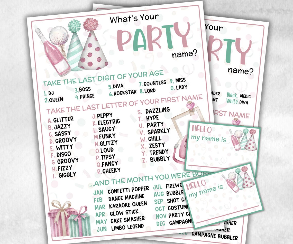What is Your Party Name Game, Office Party, Daycare Name Board Sign ...