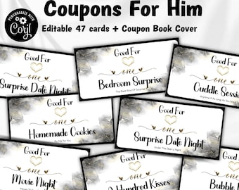 Gifts For Him I Valentine Coupon Book | Valentine'S Day Gift | Printable Coupon Book | Printable Valentines Coupons | Love Coupons | For Kid