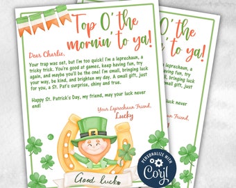 Leprechaun Letter Printable | Diy Editable Template | St. Patrick'S Day Scavenger Hunt Game | Mini Leprechaun Note | Leprechaun Trap