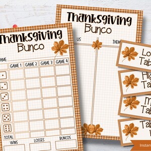 Fall Bunco Card I Thanksgiving Printable Bunco Cards I Bunco Score ...