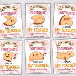 Glückskeks Valentine I Cookie Valentines Day Karten | Klassenzimmer Valentines | Glückskeks Valentine I Personalisierte Geschenkanhänger Karten