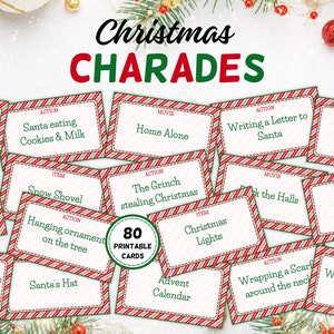 Charades de Noël | Jeux de Noël | Fête des Fêtes | Soirée de jeux en famille | Jeu de société imprimable | Anecdotes de Noël | Jeux pour la classe