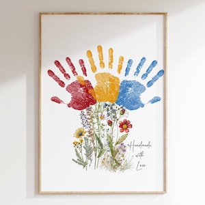Arte dell'impronta della mamma / Arte artigianale dell'impronta della felice festa della mamma / Carta regalo fai da te artigianale ricordo / Artigianato prescolare stampabile / Mamma Mamma