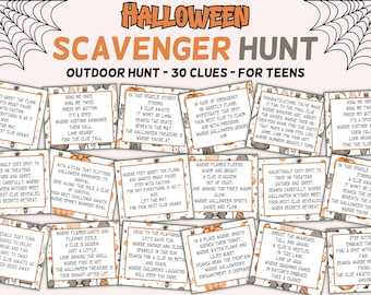 Outdoor Halloween Scavenger Hunt, Kids and Teens, Scavenger hunt for kids, Halloween Party game, Halloween activity, Outdoor games