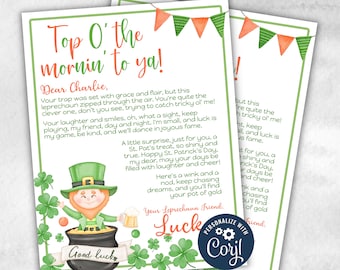 Leprechaun Note Printable | Editable Template | Kid Treasure Hunt Activity | Leprechaun trap letter I St Patricks game letter I St pattys