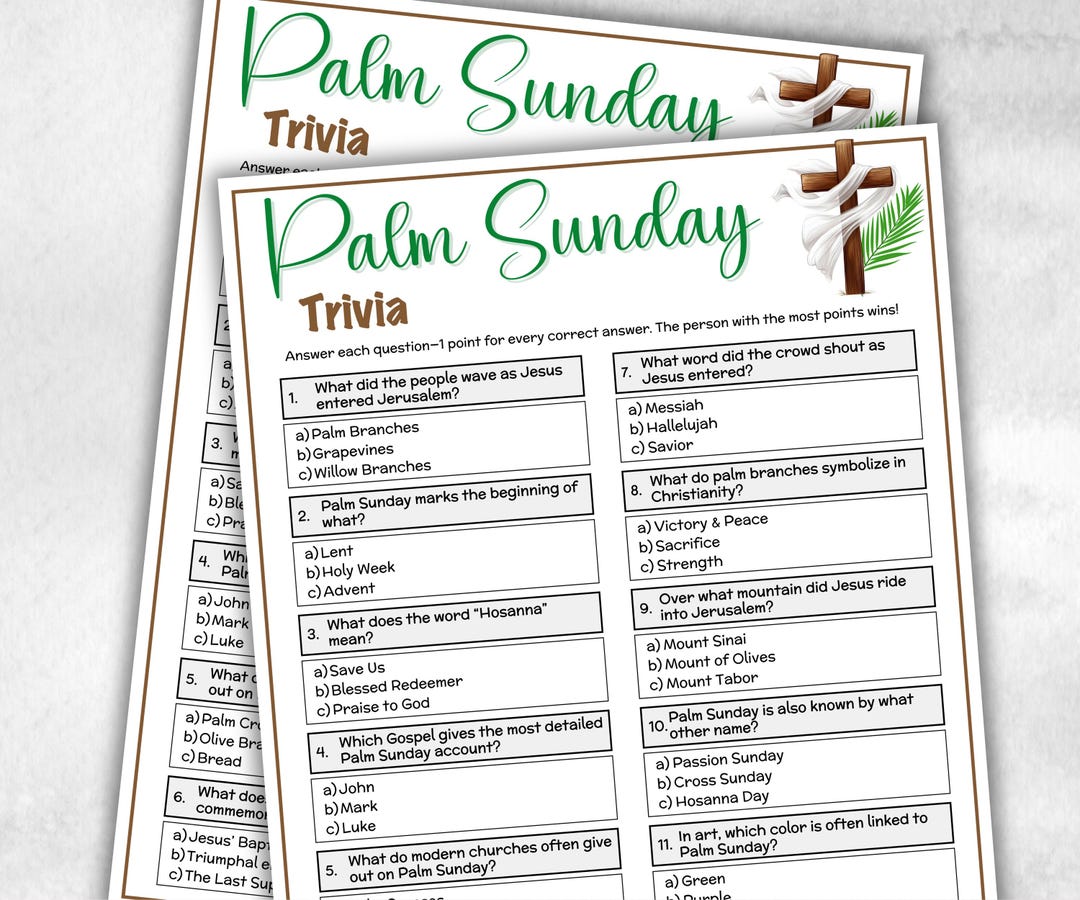 Printable Palm Sunday Trivia, Classroom Riddles, Church Fundraiser ...