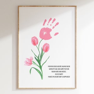 Arte con impronte di fiori / Festa della mamma felice / Bambini Neonato Bambino / Regalo di attività Stampa di biglietti fai da te / Regalo per la mamma Arte con impronte di mani