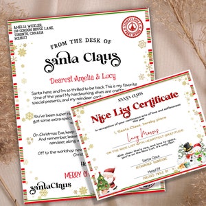 Holiday Printables, Santa Claus Letter, Editable Santa List, Official Nice List, Kids xmas activities, Santa letter Package, Santa Letter