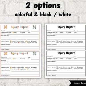 Home Daycare Ouch Report I Injury Report I Incident Report Form I Child ...