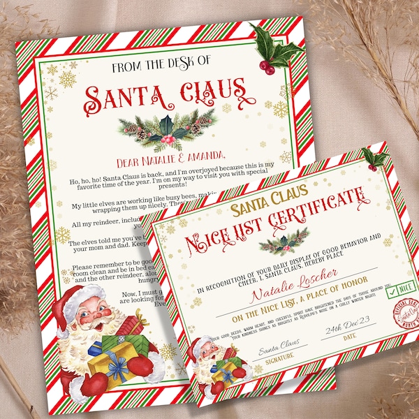 Personalized Letters From Santa | Editable Letters From Santa | Santa Letter Certificate | Letter From Santa Claus | Custom Santa Letter