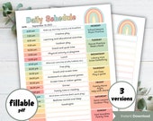 in home daycare kids daily schedule, homeschool schedule, kids weekly chore chart, nanny organizer, printable daycare, 24 hour daily report,