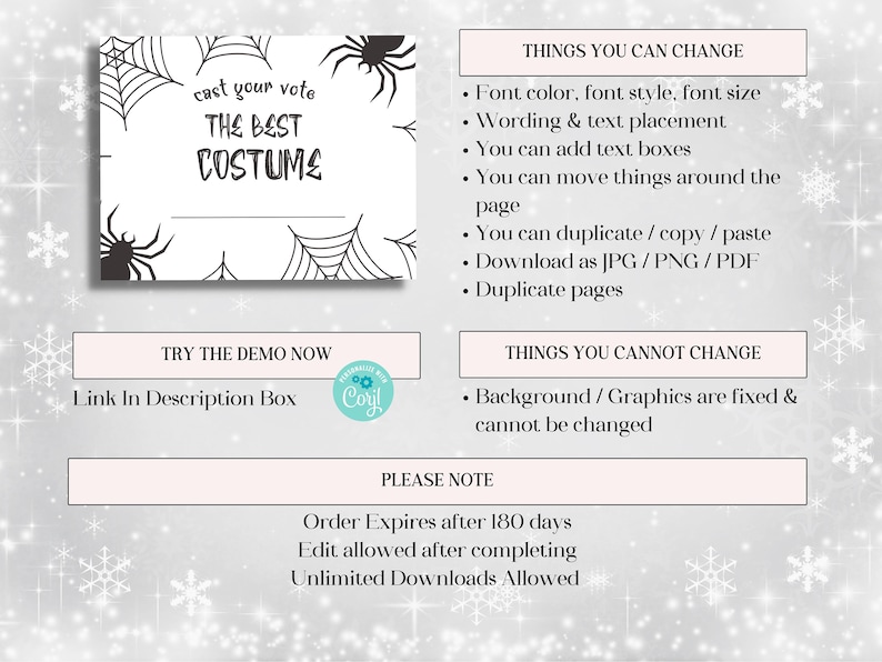 Costume Contest Voting Card Editable Printable Voting Cards - Etsy