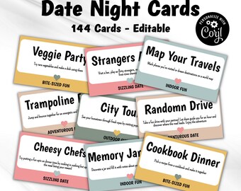 Date Night Idea | Valentine'S Present | Date Night Box | 12 Months Of Dates | 144 Small Date Night Cards | Last Minute Gift for him for her