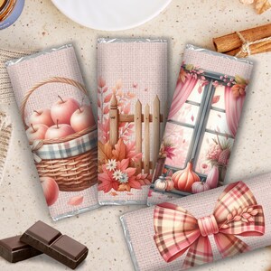 Pink Fall Friendsgiving Party Favor, Pastel Classroom Thanksgiving Treats, Teacher Appreciation Gifts, Thanksgiving Chocolate Bar Wrapper