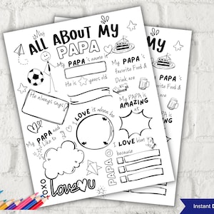 All about my Papa fill in the blank I Father&#39;s Day Gift I Gift for Papa I About Papa Page I Papa interview I Questionnaire 001
