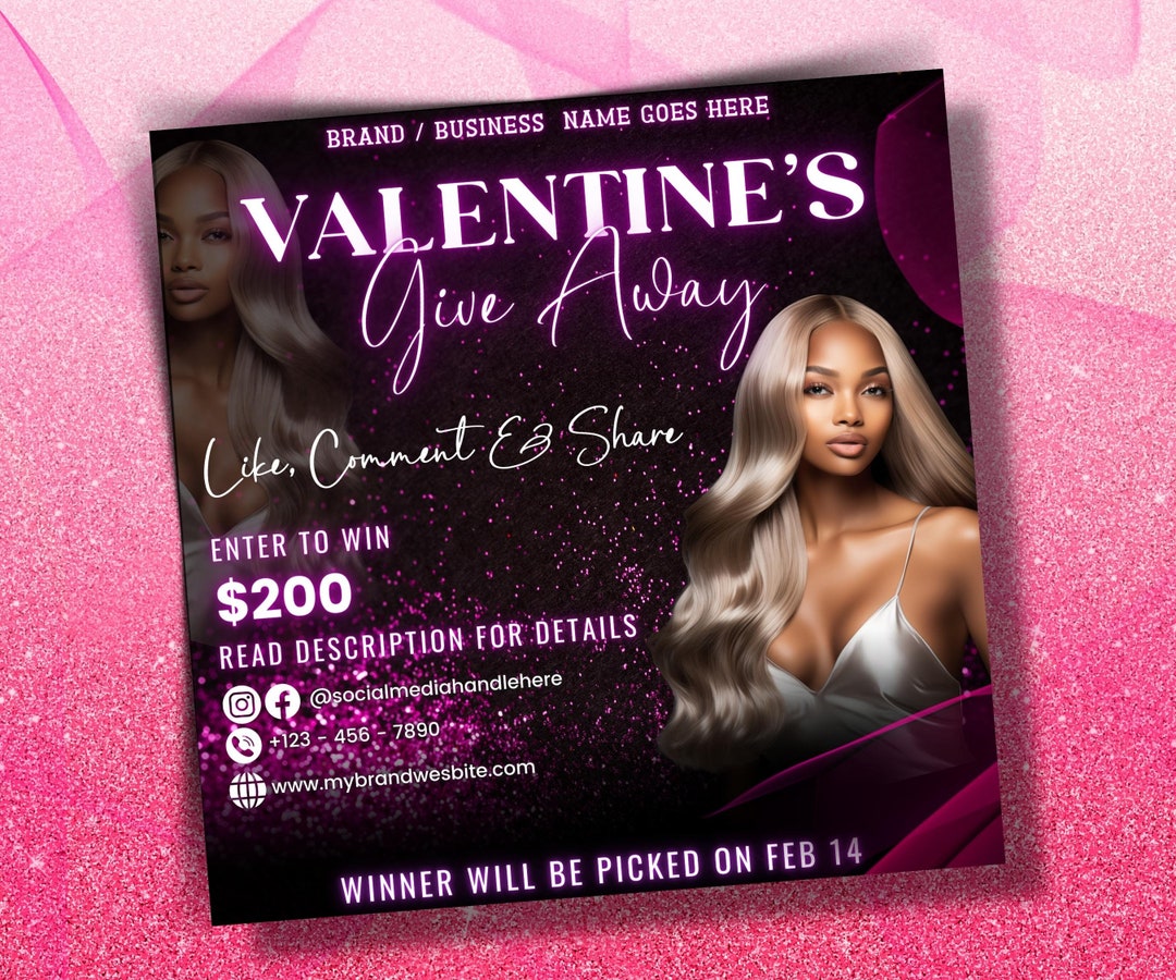 Valinetines Raffle Poster Valentines Day Raffle Giveaway Flyer | Like and Share | Valentines ...