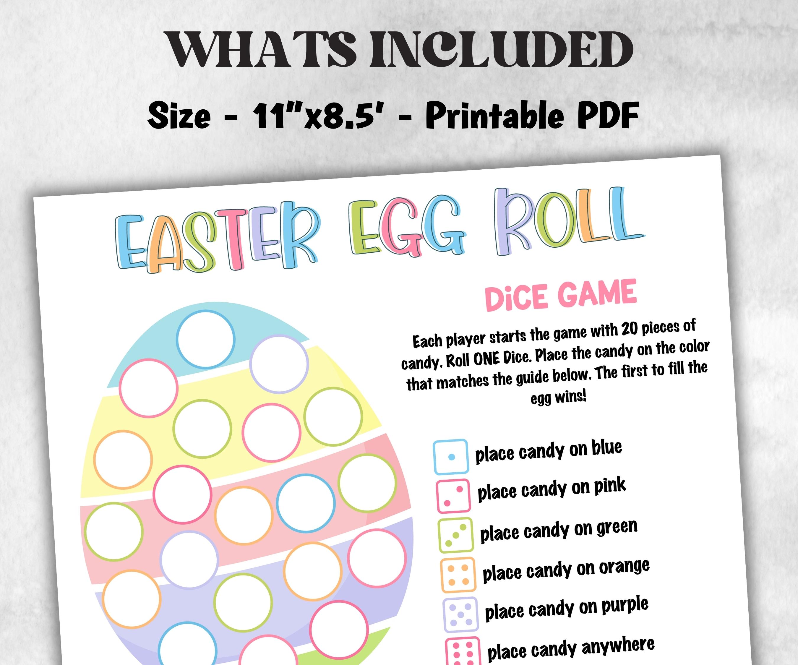 Easter Egg Roll - Easter Printable Game, Roll A Dice Activity, Fun ...
