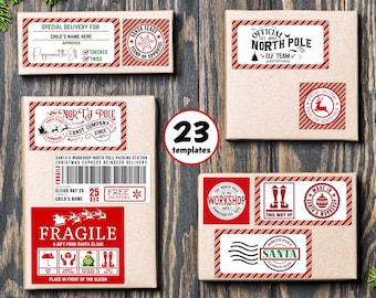 North Pole Shipping Label I Sleigh Mail Label | Elf Mail | Christmas Elves | Santa Mail | Christmas Gift Labels | Elf Delivery | Seals