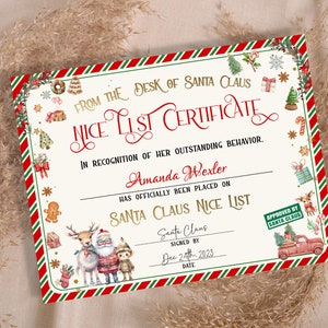 Correo oficial de Papá Noel, carta escrita a mano, correo del Polo Norte, certificado de lista de buenos amigos, carta personalizada de Papá Noel, carta de Papá Noel, lista editable