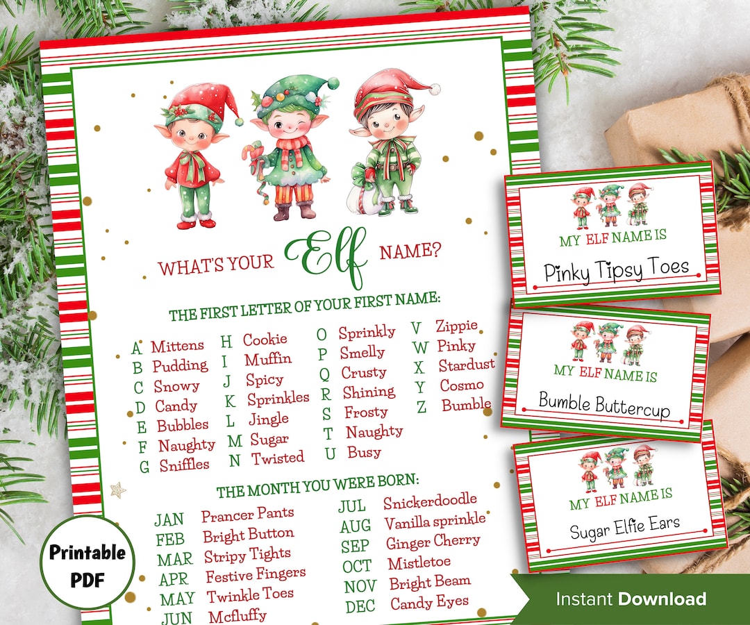 Elf Name Generator, Christmas Activities, Holiday Party Games, What's Your Elf Name, Elf Name