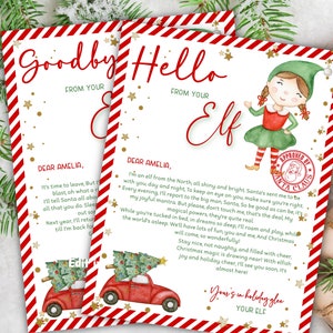 Paquete de carta de elfo, Carta de llegada de elfo, Carta de regreso de elfo, Carta de despedida de elfo, Carta de regreso de elfo, Del escritorio de Papá Noel, Canva
