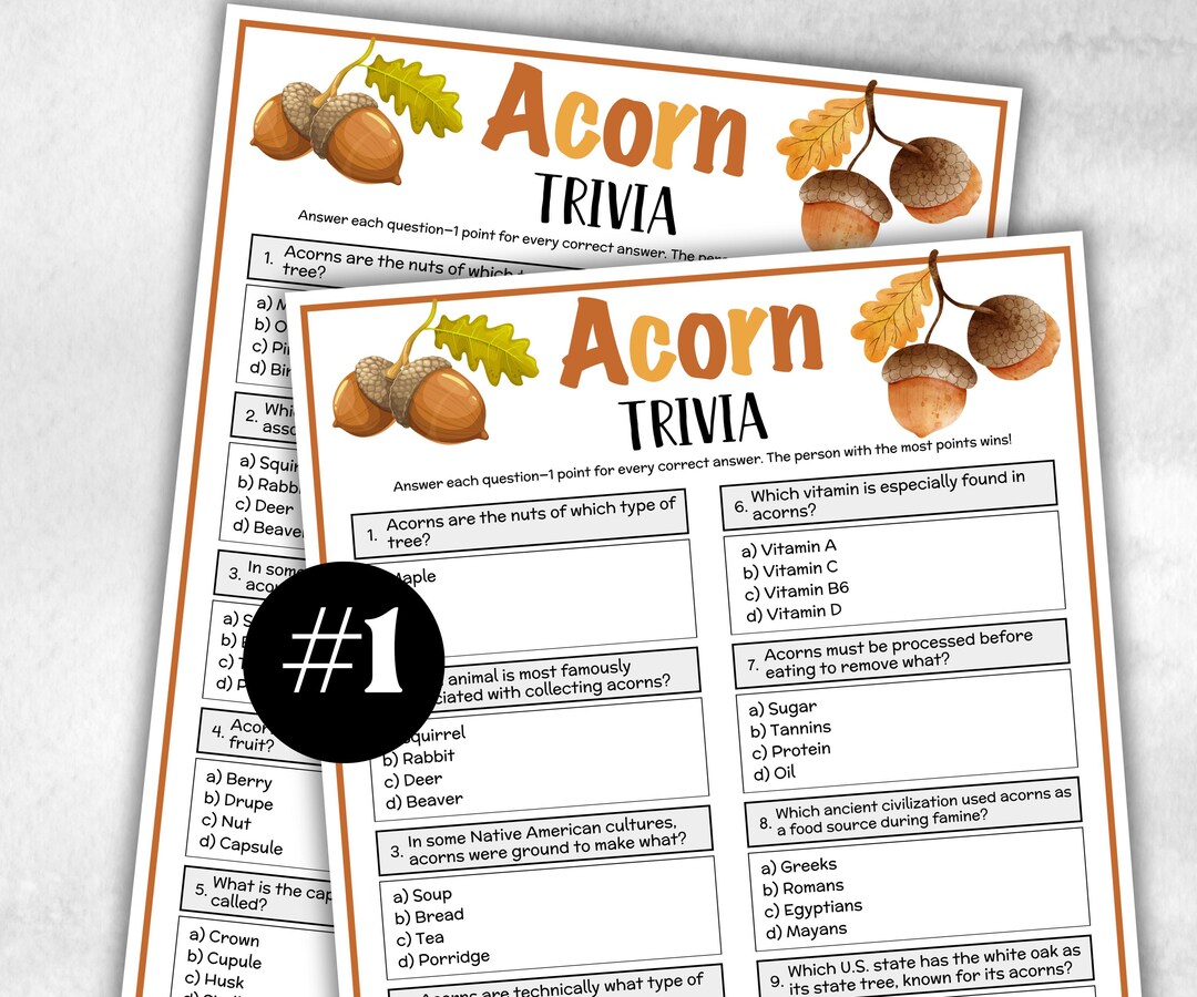 Acorn Trivia, Fall Winter Theme Birthday, Seniors Trivia Night, Sunday ...