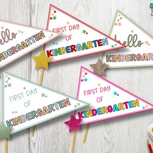 Kindergarten pennant flag, First day of school pennant flag, 1st day of school pennant flag, Preschool pennant flag, back to school flag,