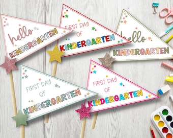 Kindergarten pennant flag, First day of school pennant flag, 1st day of school pennant flag, Preschool pennant flag, back to school flag,