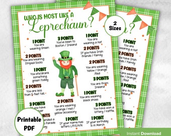 St Patricks Day Activity, St Patricks Day Party Game, Leprechaun Game, Printable Games, St paddys  Classroom Games, Leprechaun Name Game