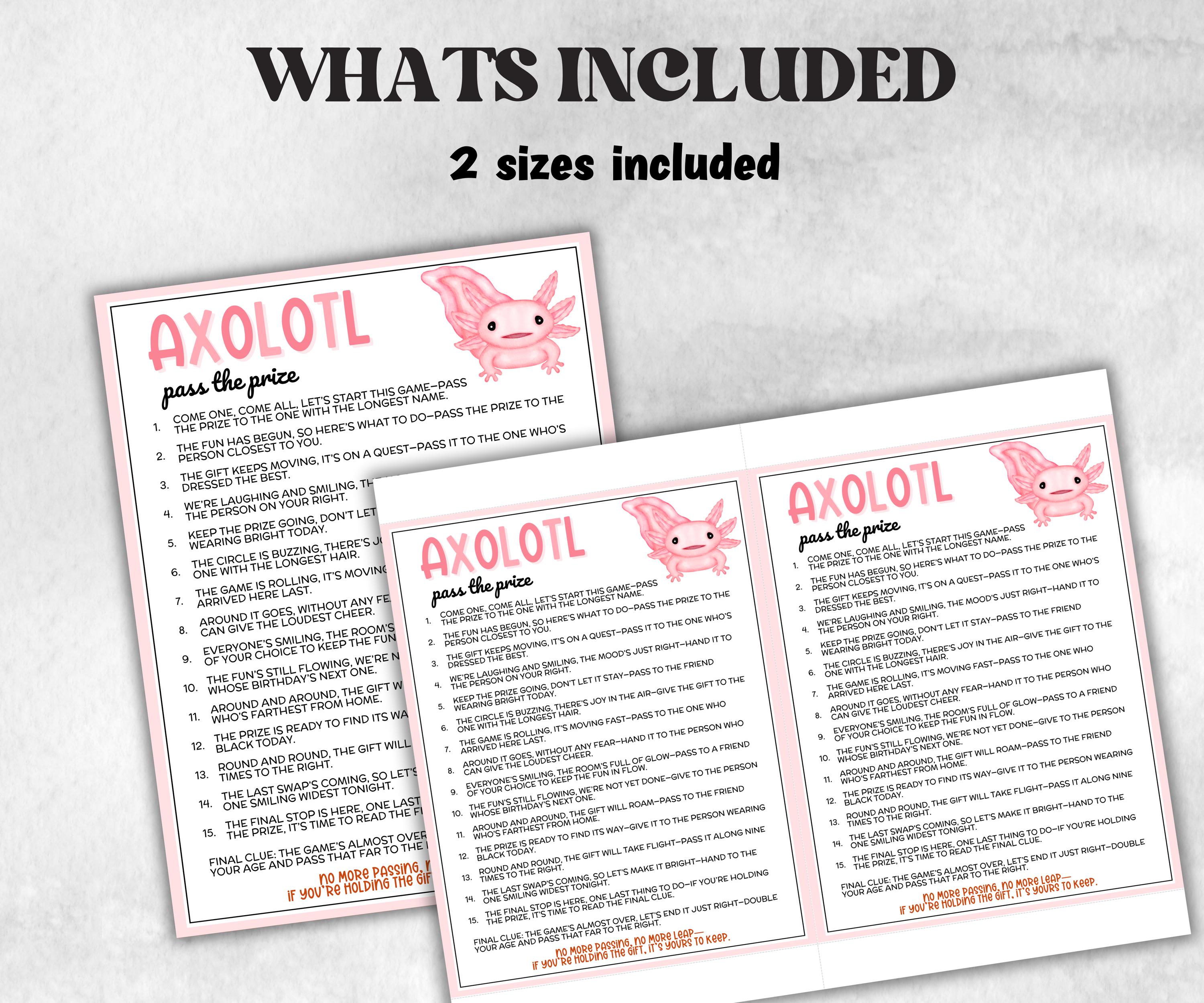 Axolotl Birthday Party, Pass the Prize, Printable Animal Game, Salamander  Activity, Boy Girl Interactive Gift Exchange, Mingle Conversations - Etsy  Israel